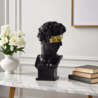 SOGA 56cm Black Resin Bust – Gold Masked Sculpture for Modern Decor