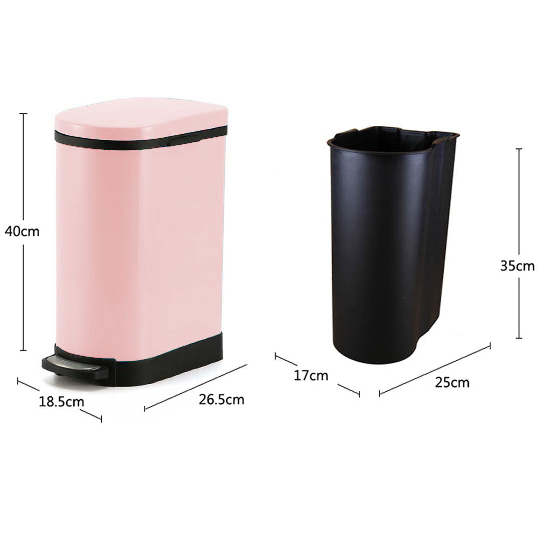 SOGA 2X Foot Pedal Stainless Steel Rubbish Recycling Garbage Waste Trash Bin 10L U Pink