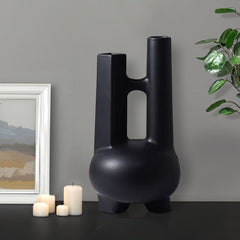 SOGA Ornament Modern Geometric Vase Minimalist Double Tube Abstract Sculpture for Home Décor