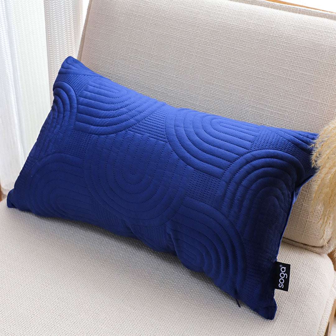 SOGA 30cm Blue Textured Geometric Pattern Decorative Throw Pillow $ 61