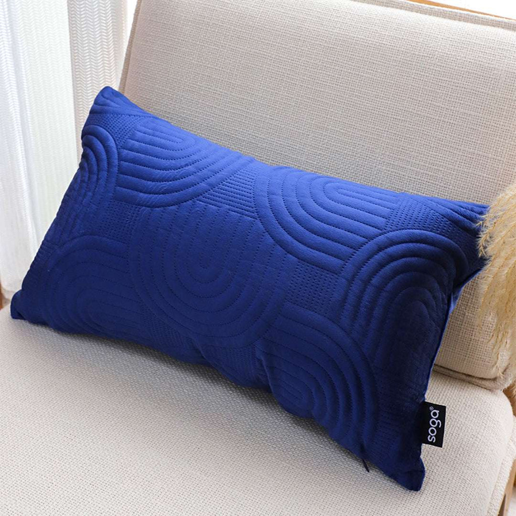 SOGA 30cm Blue Textured Geometric Pattern Decorative Throw Pillow $ 61