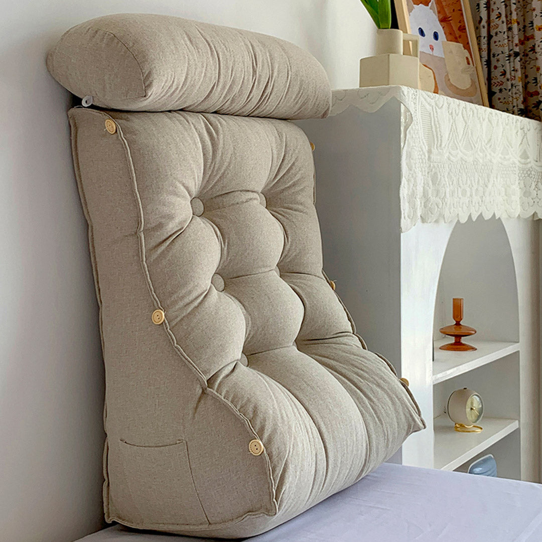 SOGA 45cm White Triangular Wedge Lumbar Pillow Headboard Backrest Sofa Bed Cushion Home Decor