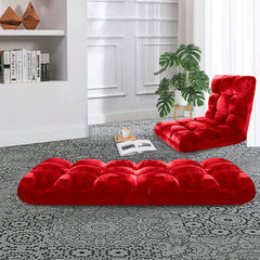 SOGA Floor Recliner Folding Lounge Sofa Futon Couch Folding Chair Cushion Red x4