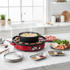 SOGA Kitchenware Bundle – 2-in-1 Electric Hot Pot BBQ Grill with Silver Grilling Plate & Sauce Pan $ 287