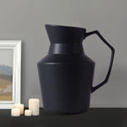 SOGA 2X 23.5x19.5cm Ornament Black Modern Vase Pitcher with Angular Handle Sleek Minimalist for Home Decor