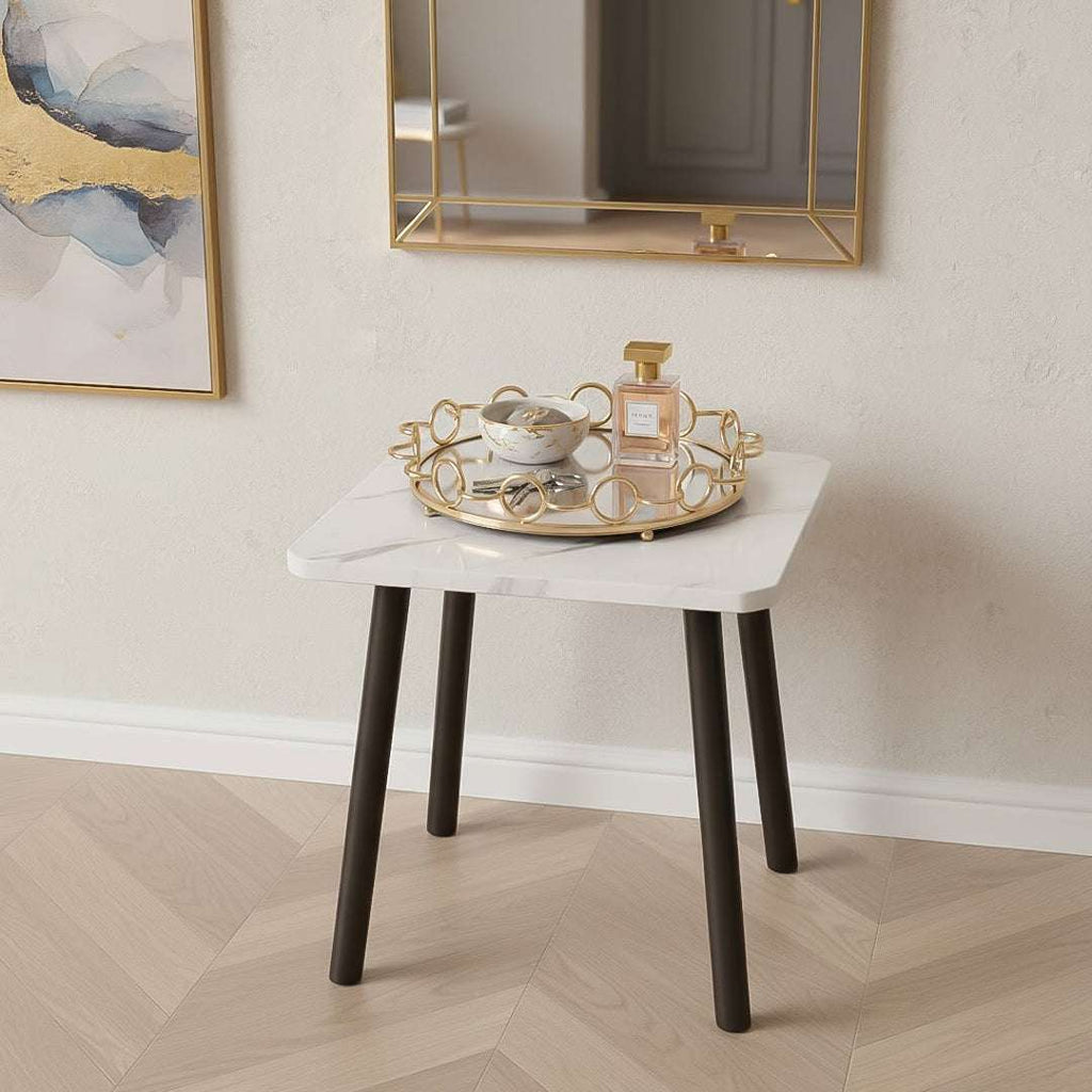 SOGA Home & Living Bundle – White Ceramic Table & Bronze Round Mirror Tray Organizer $ 0