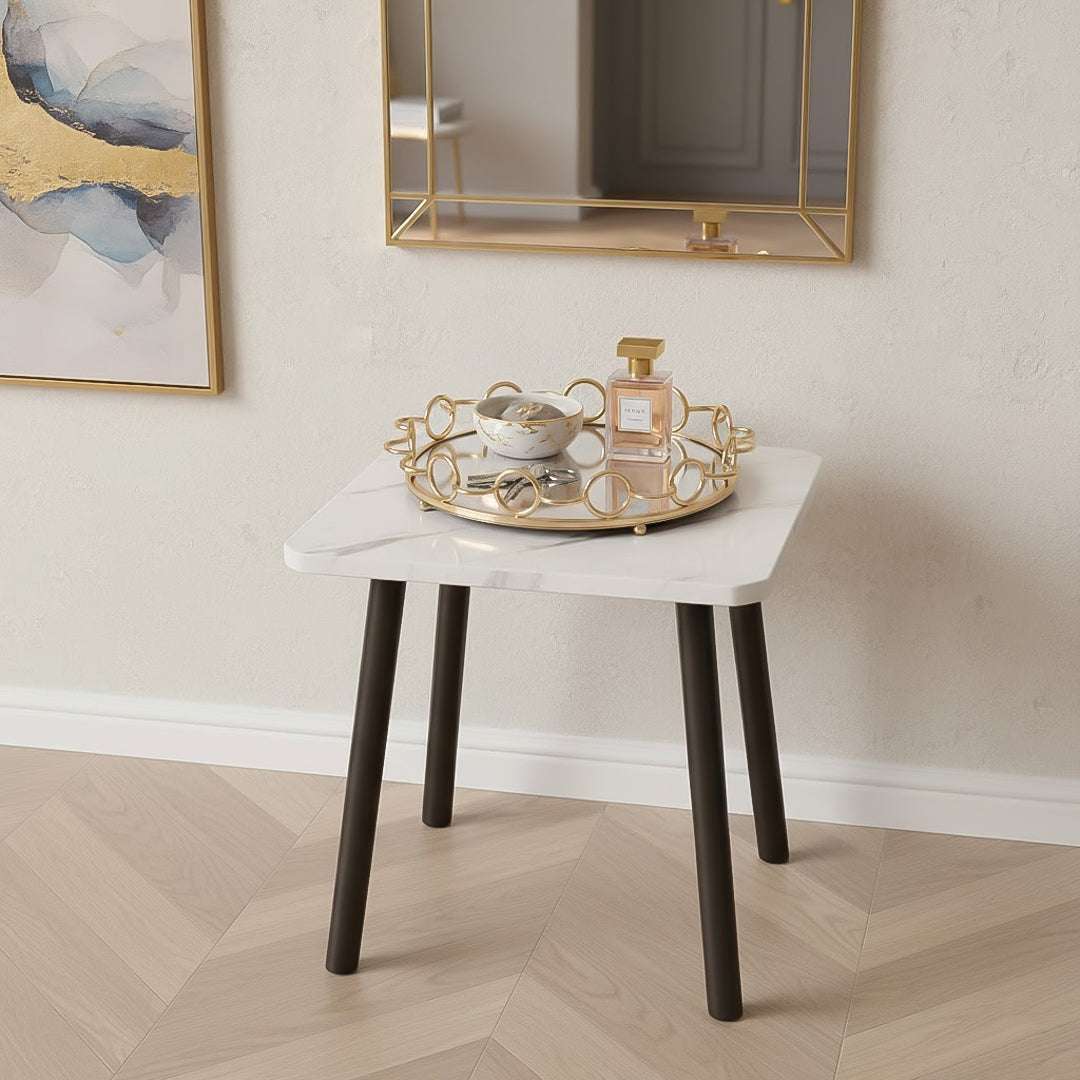 SOGA Home & Living Bundle – White Ceramic Table & Bronze Round Mirror Tray Organizer $ 0