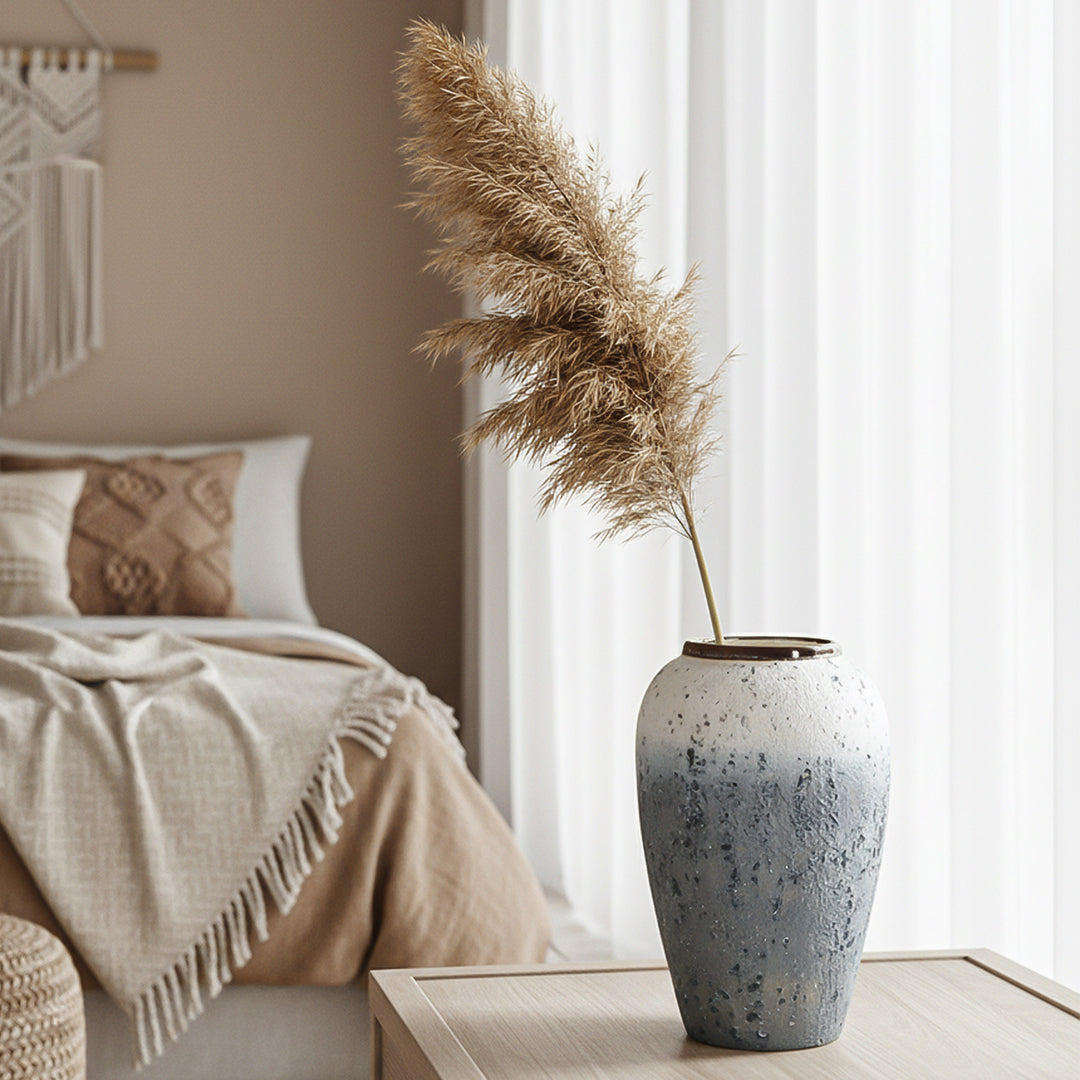 SOGA 30x19cm White and Grey Medium Ceramic Flower Vase Elegant Living Room Home Decor