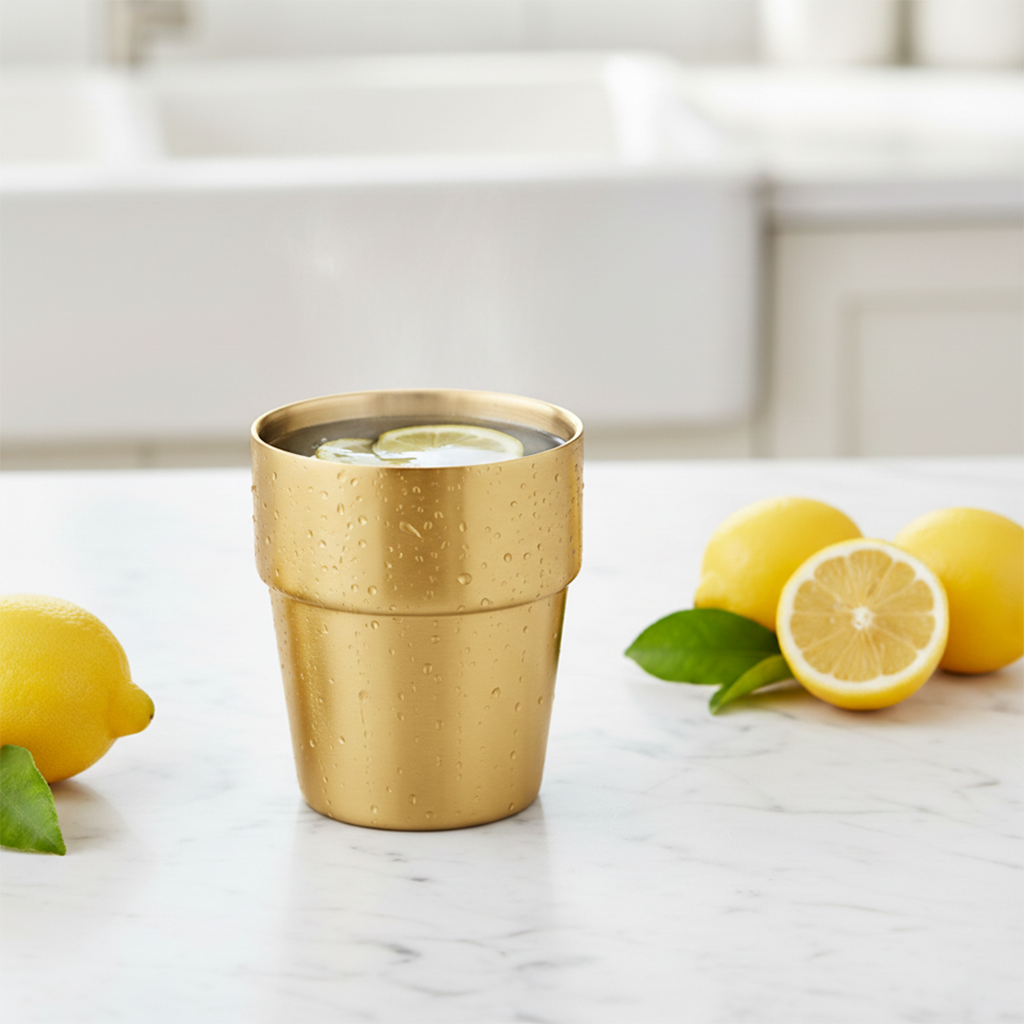 SOGA 260ml Stainless Steel Cups Set of 6 Reusable Durable Gold Drinking Tumblers $ 51