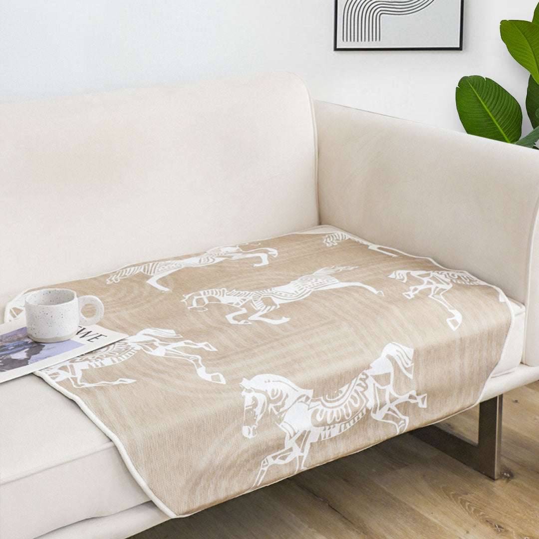 SOGA One-Seater Beige Horse Print 90x90cm Throw Blanket Sofa Cover $ 91