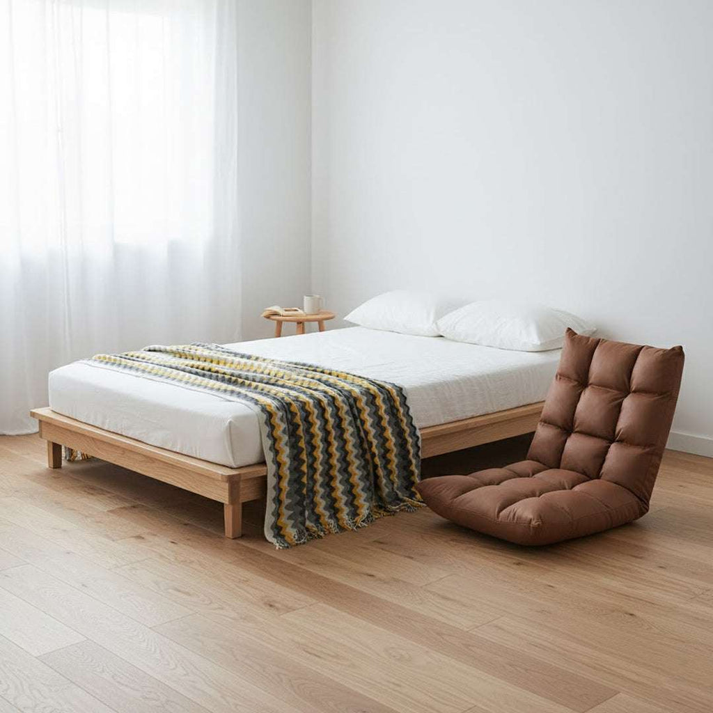 SOGA Home & Living Bundle – Yellow Zigzag Knitted Throw Blanket & Coffee Adjustable Recliner $ 0