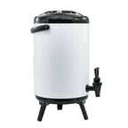 SOGA 4X 8L Stainless Steel Insulated Milk Tea Barrel Hot and Cold Beverage Dispenser Container with Faucet White