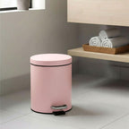 SOGA Foot Pedal Stainless Steel Rubbish Recycling Garbage Waste Trash Bin Round 7L Pink