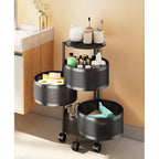 SOGA 2X 4 Tier Steel Round Rotating Kitchen Cart Multi-Functional Shelves Storage Organizer with Wheels