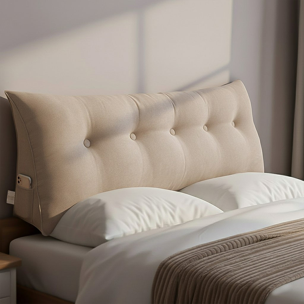 SOGA Home & Living Bundle – Beige Triangular Wedge Bed Pillow & Light Brown Flannel Throw