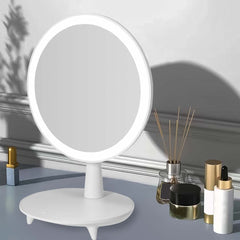 SOGA Round White Rechargeable LED Light Makeup Mirror Tabletop Vanity Home Decor