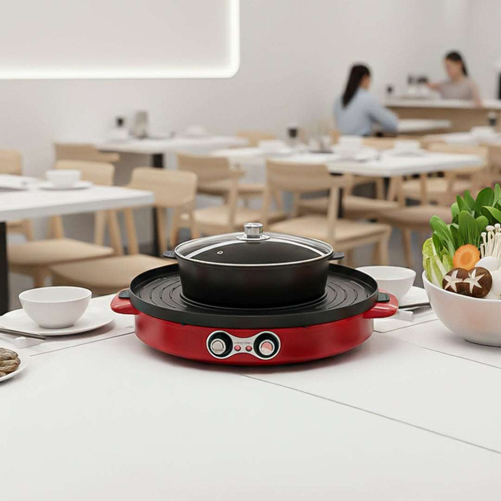SOGA 2X 2-in-1 44CM Electric Hot Pot BBQ Grill Maifan Stone Non-Stick Coating 2100W $ 452