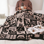 SOGA 2X 130x160cm Throw Blanket  Black and White New Year Limited Edition Peace and Joy Plush Cozy