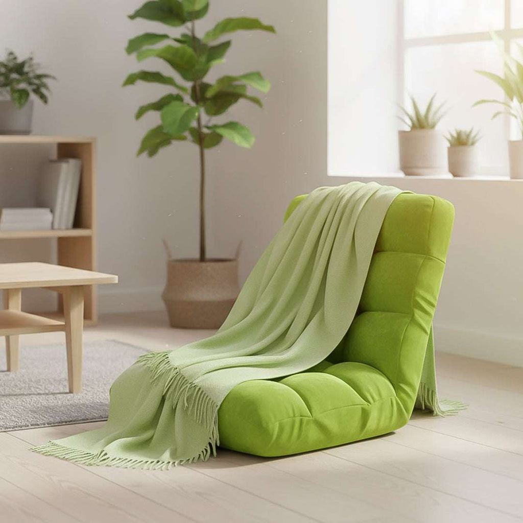 SOGA Home & Living Bundle – Green Acrylic Knitted Throw Blanket & Green Floor Recliner Sofa $ 0