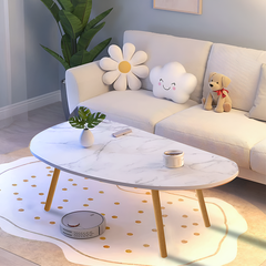 SOGA 80x40cm White Stone Pattern Living Room Nordic  Coffee Table Modern Style