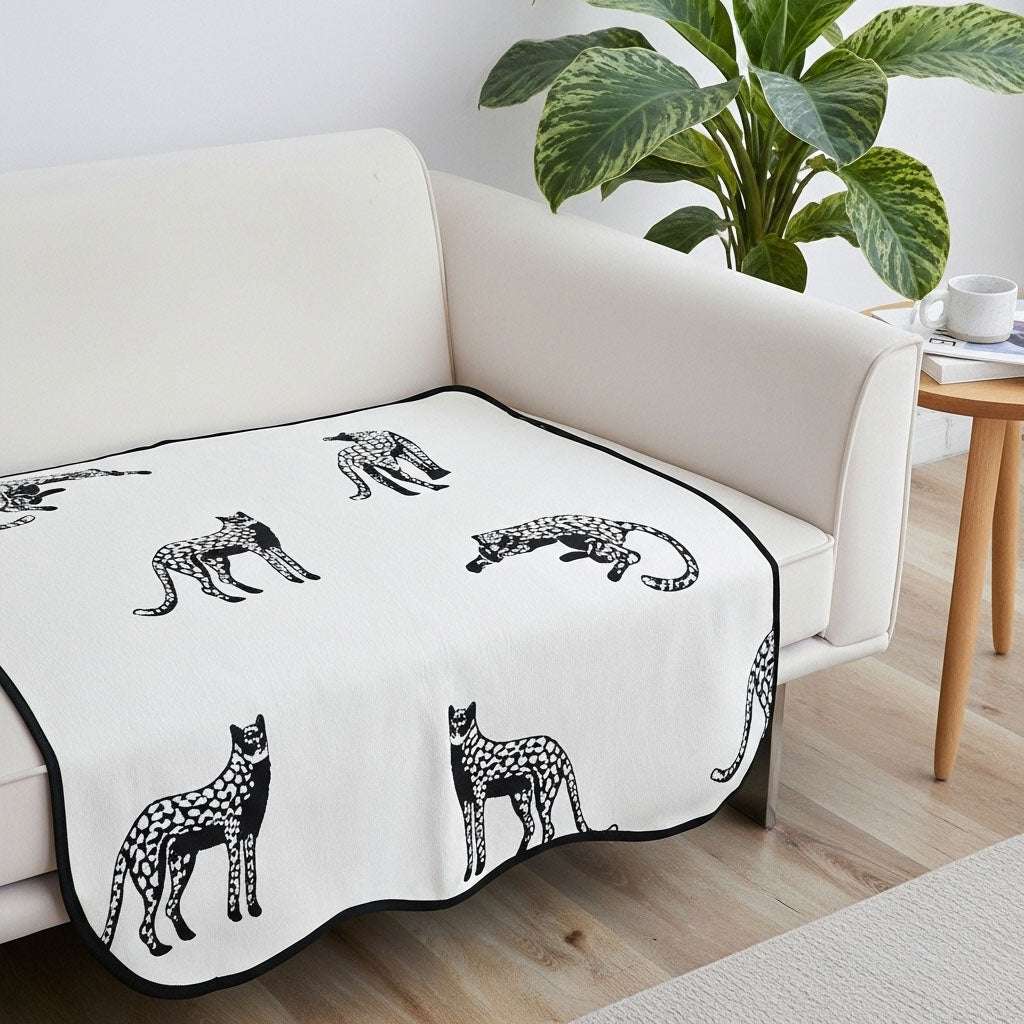 SOGA One-Seater White Leopard Print 90x90cm Throw Blanket Sofa Cover $ 79