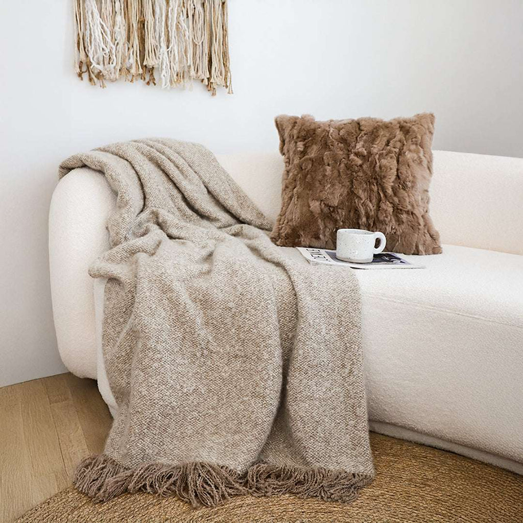 SOGA 160x200cm Coffee Blanket – Vintage Tassel Throw for Rustic Comfort $ 88