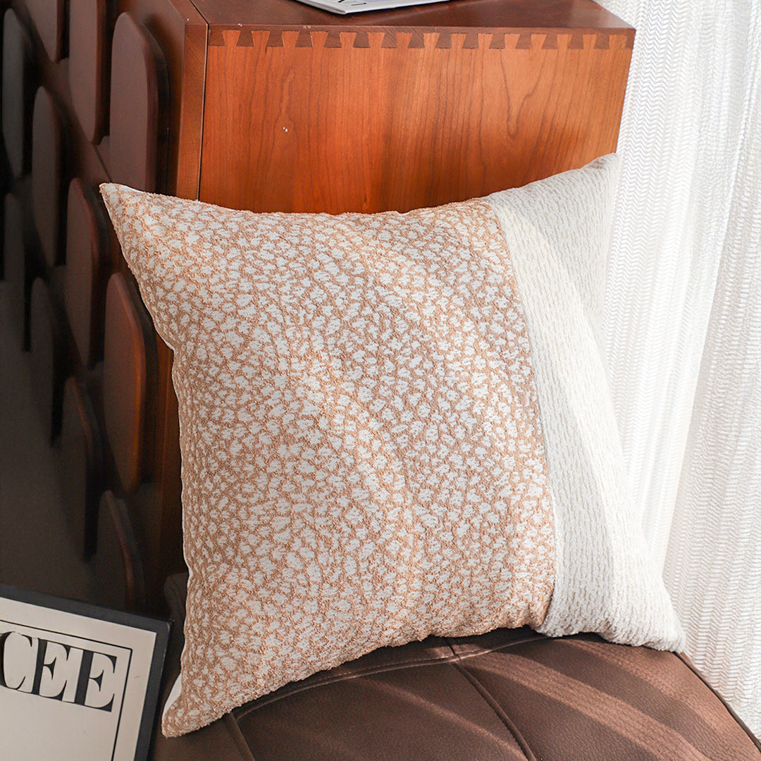 SOGA 50cm Contemporary Beige Two-Tone Block Design Throw Pillow
