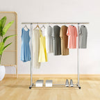SOGA 180cm Stainless Steel Floor-Standing Clothes Rack - Durable and Space-Saving Laundry Organizer