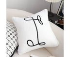 SOGA 45cm Minimalist White Script Letter Embroidered Throw Pillow