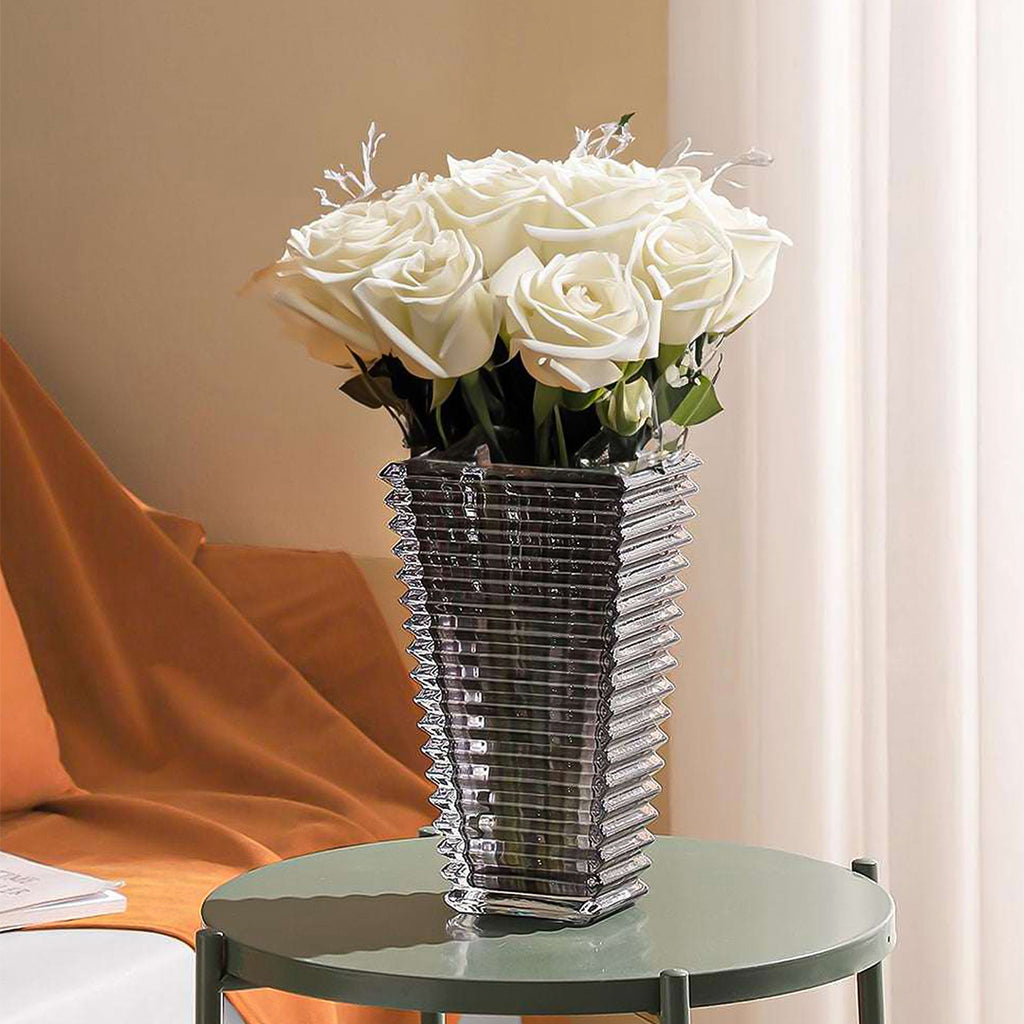 SOGA 28cm Modern Gray Ceramic Glass Vase Home Decor