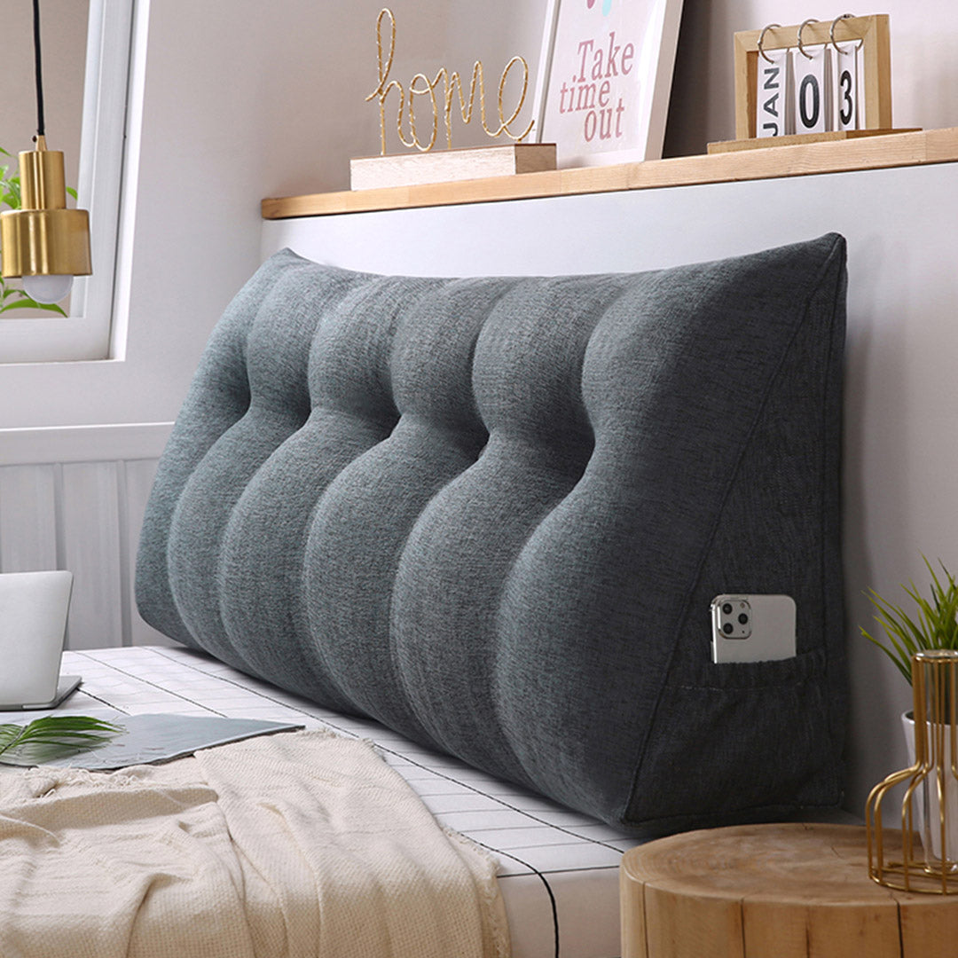 SOGA 150cm Dark Grey Triangular Wedge Bed Pillow Headboard Backrest Bedside Tatami Cushion Home Decor