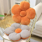 SOGA 2X Orange Flower Cushion Shaped for Floor and Sitting Throw Pillow