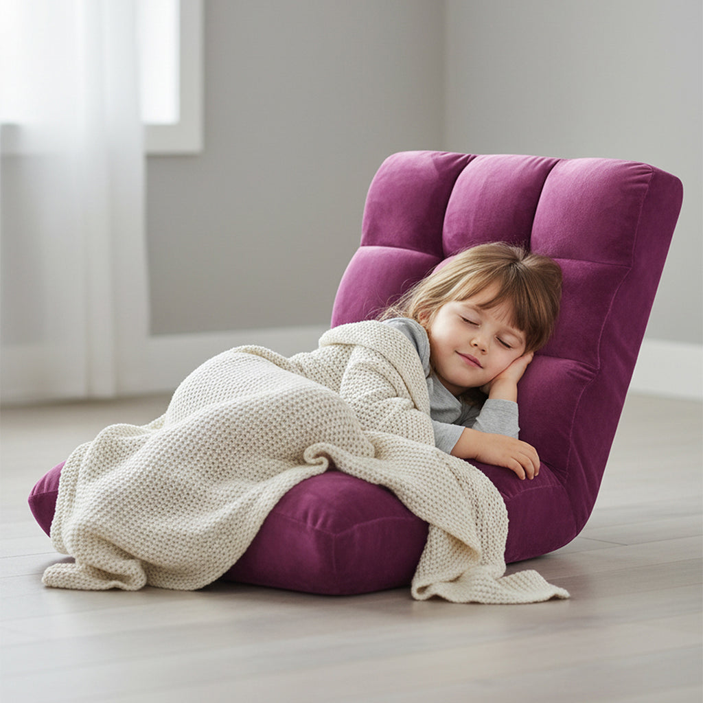 SOGA Floor Recliner Folding Lounge Sofa Futon Couch Folding Chair Cushion Magenta