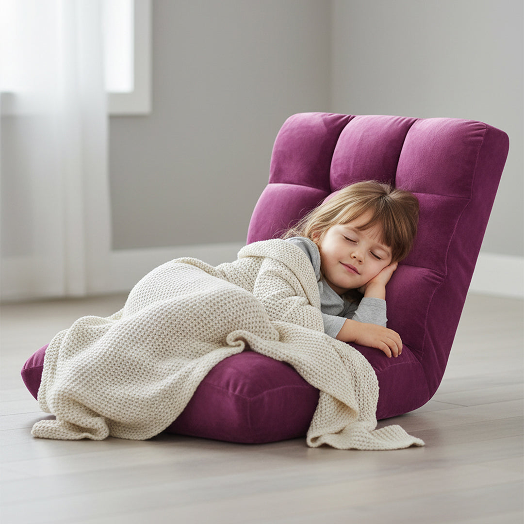 SOGA Floor Recliner Folding Lounge Sofa Futon Couch Folding Chair Cushion Magenta