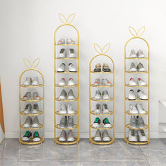 SOGA 2X 7 Tier Bunny Ears Gold Plated Metal Shoe Organizer Space Saving Portable Footwear Storage Shelf