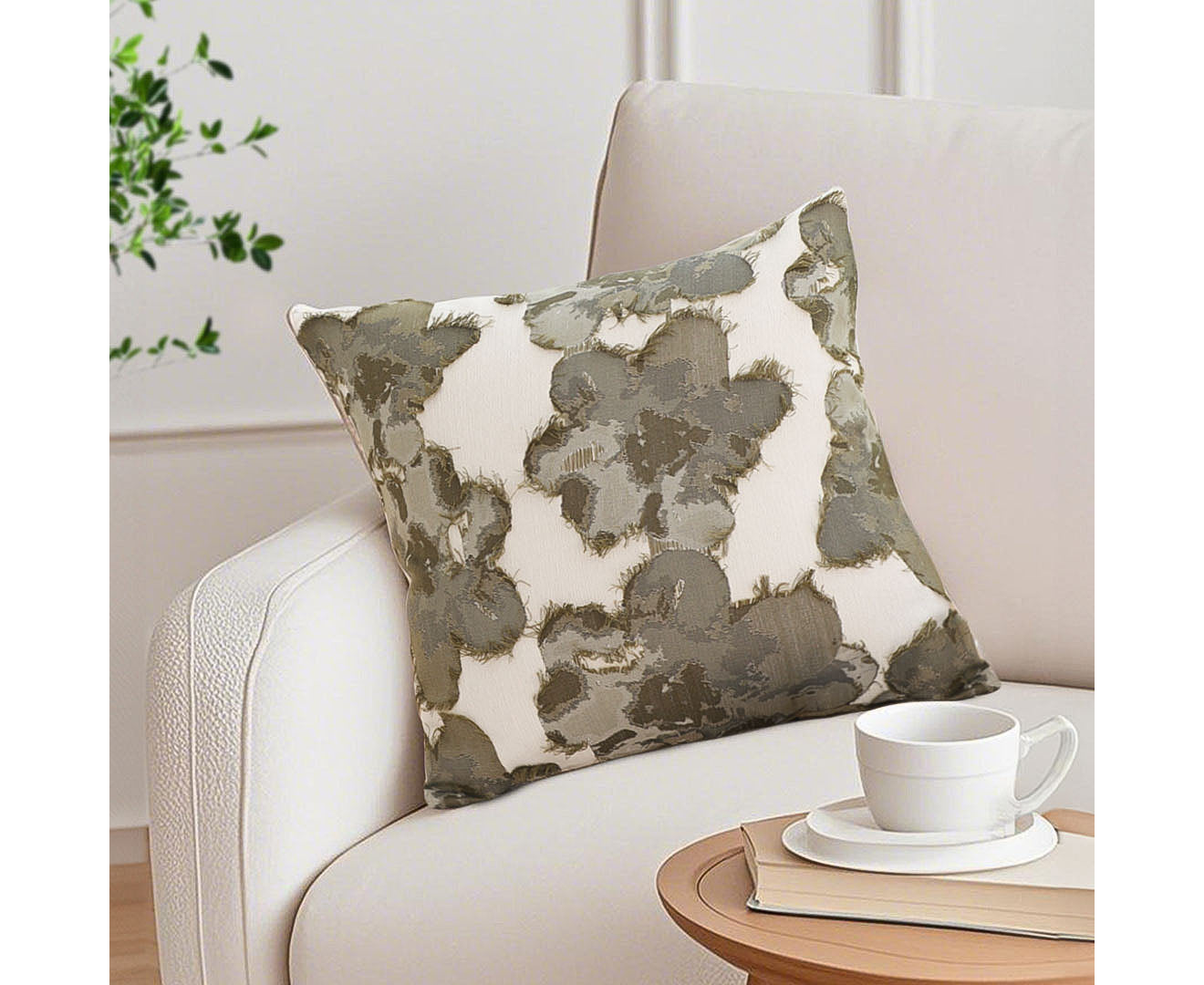SOGA 45cm Abstract Gray Floral Watercolor Print Contemporary Throw Pillow