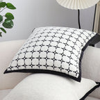 SOGA 2X 50cm Moroccan Black Cross Pattern Black Trim Decorative Throw Pillow
