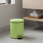 SOGA 2X Foot Pedal Stainless Steel Rubbish Recycling Garbage Waste Trash Bin Round 7L Green