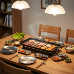 SOGA Kitchenware Bundle – 48cm Electric BBQ Grill with Silver Grilling Plate & Divided Sauce Pan $ 138