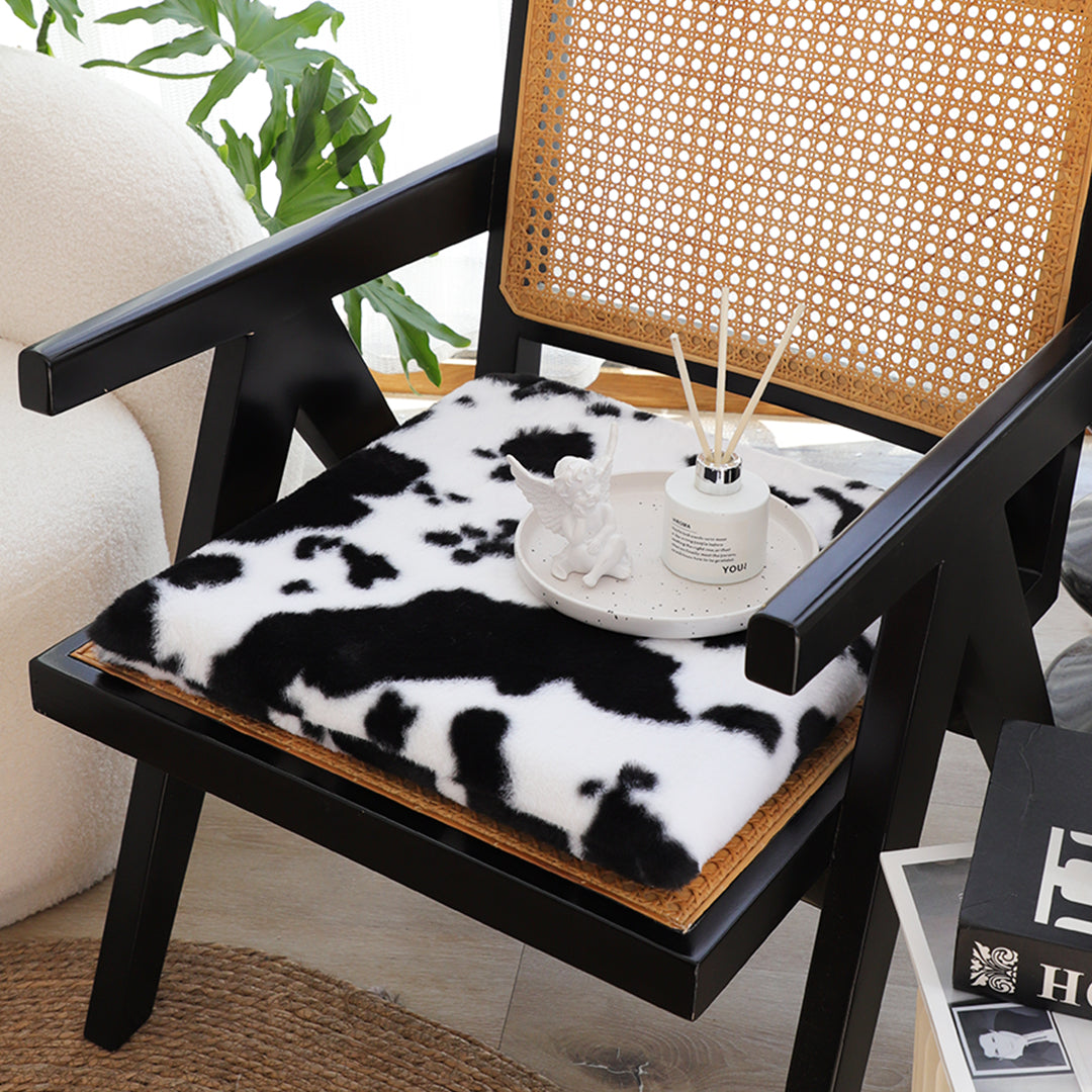 SOGA 2X 45cm Black Cow Print Square Cushion Soft Leaning Plush Backrest Throw Seat Pillow