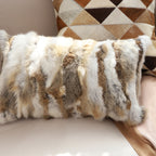 SOGA 2X 30cm Throw Pillow Coffee Rabbit Fur Lumbar Warm Cozy Decorative Cushion Home Decor