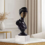 SOGA 45cm Black Resin Bust – Gold Striped Mask Home Sculpture $ 177