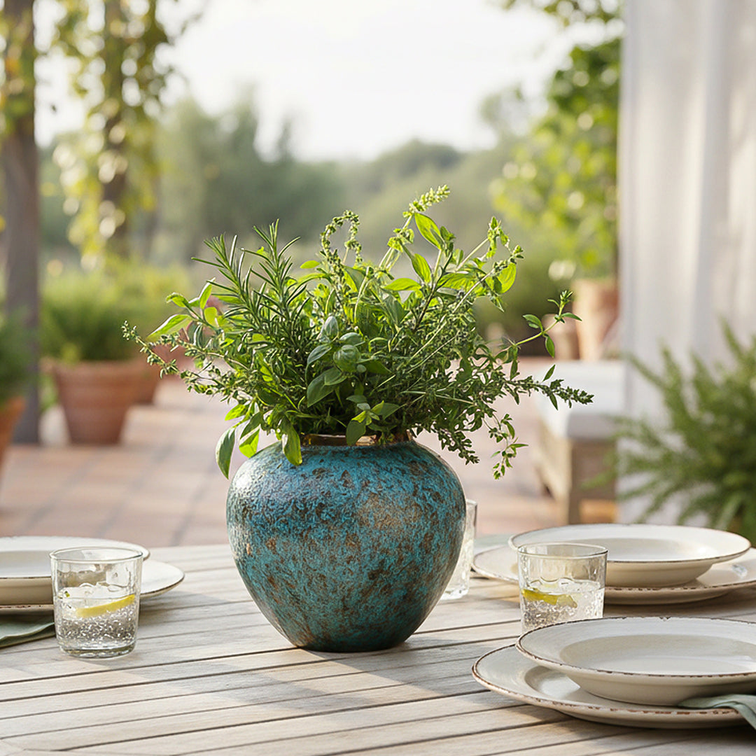 SOGA 21x22cm Light Blue Small Ceramic Flower Vase Elegant Living Room Home Decor