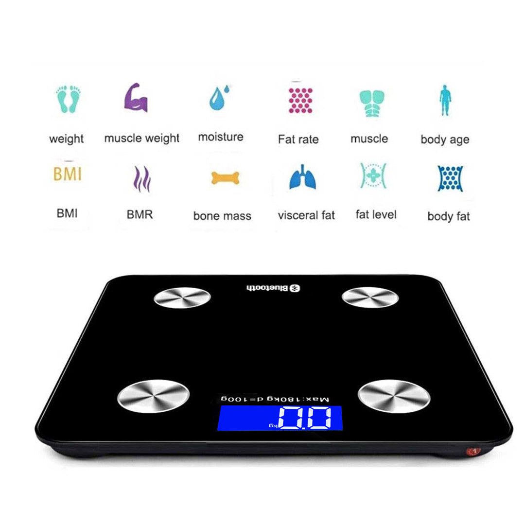 SOGA Wireless Bluetooth Digital Body Fat Scale Bathroom Health Analyser Weight Black