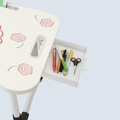 SOGA Cute Rabbit Design  Portable Bed Table Adjustable Foldable Bed Sofa Study Table Laptop Mini Desk with Drawer and Cup Slot Home Decor