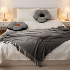 SOGA Home & Living Bundle – Black Flower Floor Pillows & Star Grey Gradient Tassel Blanket $ 149