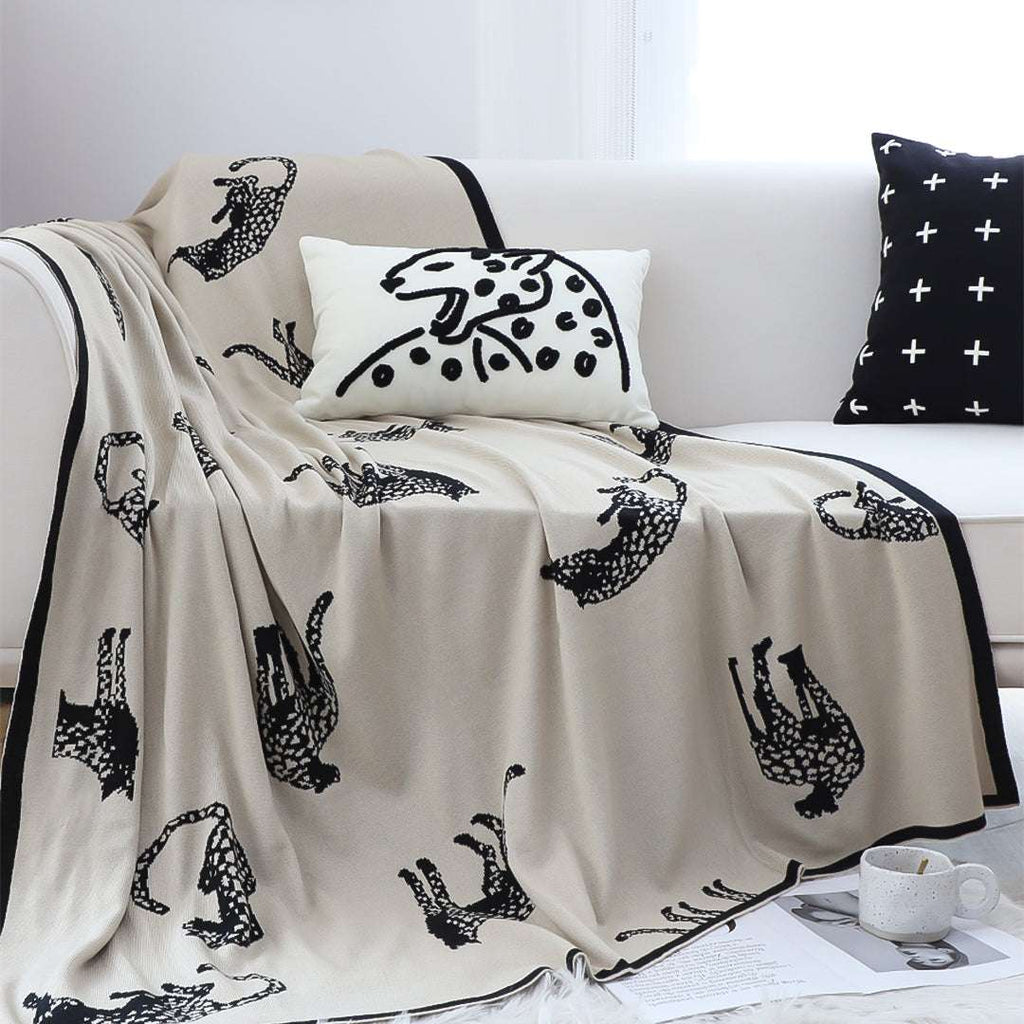 SOGA 2X Black Cream Animal Print Throw Blanket 130x180cm Acrylic $ 189