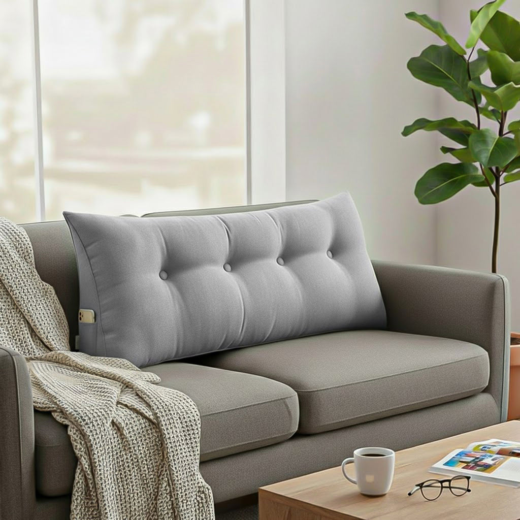 SOGA 120cm Silver Triangular Wedge Bed Pillow Headboard Backrest Bedside Tatami Cushion Home Decor