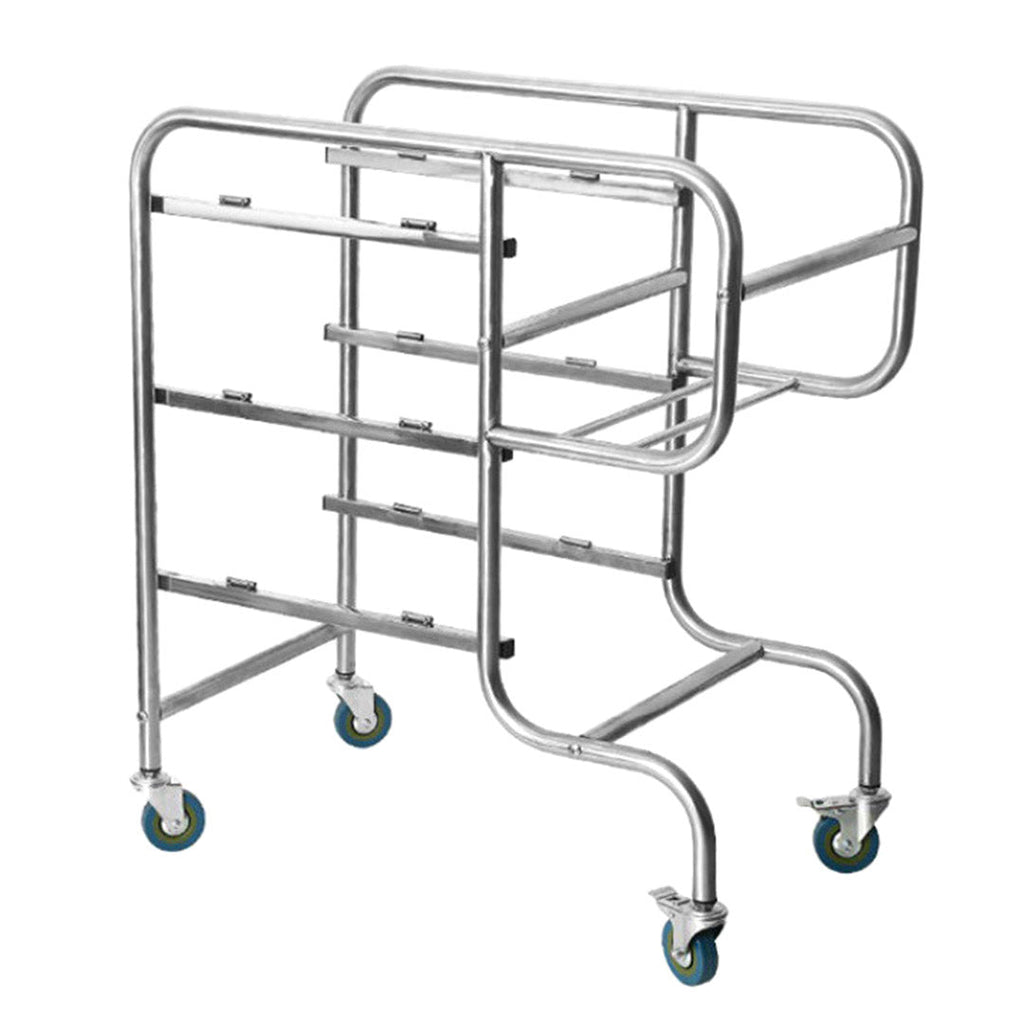 SOGA 2X 3 Tier Food Trolley Food Waste Cart Five Buckets Kitchen Food Utility 80x43x89cm Round