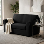 SOGA 2-Seater Black Sofa Cover Couch Protector High Stretch Lounge Slipcover Home Decor